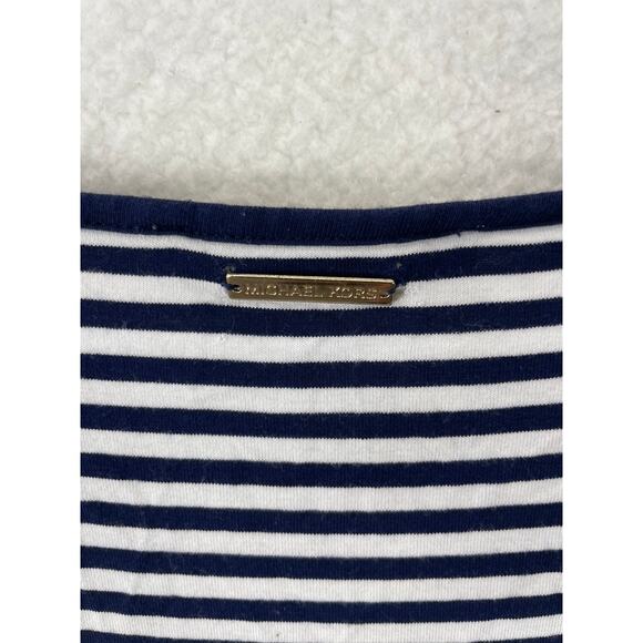 Michael KORS MK Top Size Medium Blue White Striped Short Sleeve‎ Tee - Picture 7 of 7